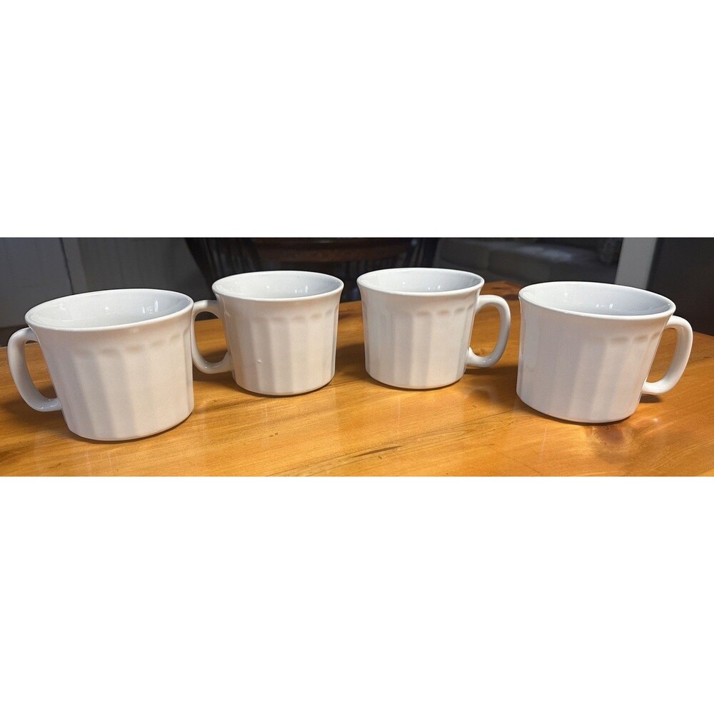 Set of 4 Royal Norfolk White Ribbed Coffee Tea Soup Mug 22oz Set Dishwasher Safe